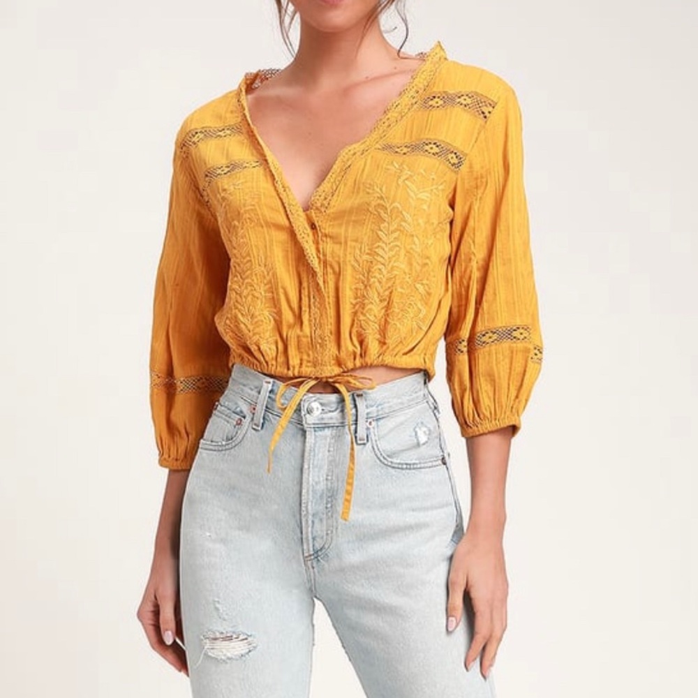 Free People Follow Your Heart Embroidered Crop Top